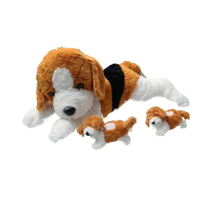 Foto van Sunkid pluche moederhond 2 puppy's 40cm