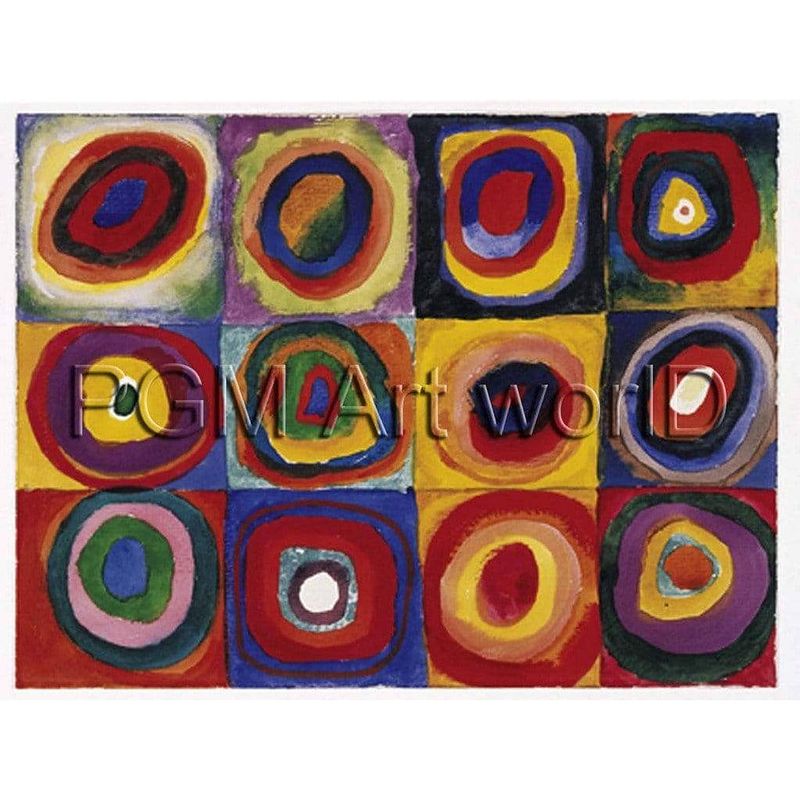 Foto van Wassily kandinsky - farbstudie quadrate kunstdruk 120x90cm