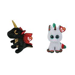 Foto van Ty - knuffel - beanie boo's - grindal dragon & christmas unicorn