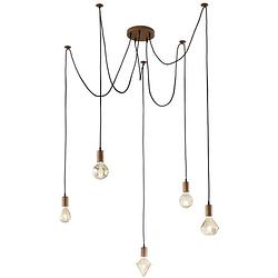 Foto van Trio hanglamp koord 150 cm 5 x e27 staal 60w koper