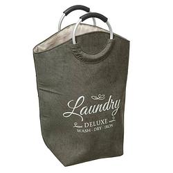 Foto van Wasmand xxl wasgoed zak met hengsels - olijfgroen - 35 liter - 52 x 28 x 60 cm - wasmanden