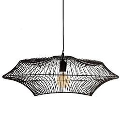 Foto van Metalen hanglamp met draad - ø 60 cm - zwart