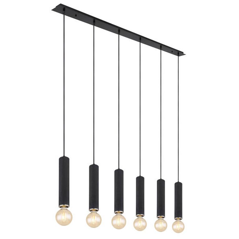 Foto van Industriële hanglamp marion - l:145cm - e27 - metaal - zwart