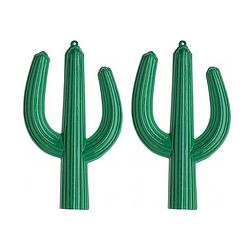 Foto van 2x stuks pvc mexicaanse thema decoratie 3d cactus 62 x 37 cm - feestdecoratievoorwerp