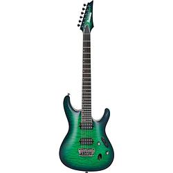 Foto van Ibanez s6521q prestige surreal blue burst gloss elektrische gitaar met koffer