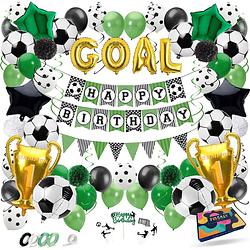 Foto van Fissaly® voetbal decoratie versiering - jongens & meisjes kinderfeestje verjaardag - feest pakket incl. ballonnen