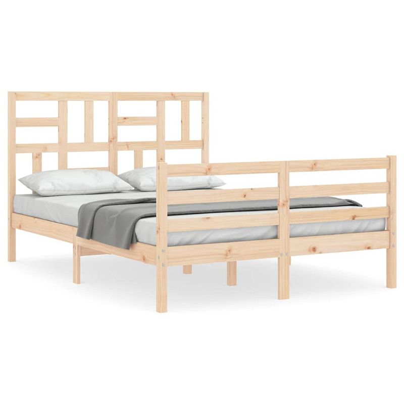 Foto van The living store bedframe massief grenenhout - multiplex lattenbodem - functioneel hoofd- en voeteneinde - 195.5 x