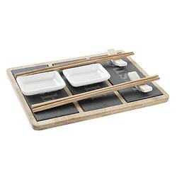 Foto van Sushi-set dkd home decor bamboe raad van bestuur zwart natuurlijk orientaals 25 x 19 x 3 cm