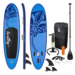 Foto van Opblaasbare stand up paddle board limitless, 308 x 76 x 10 cm, blauw, incl. pomp en draagtas, gemaakt van pvc en eva