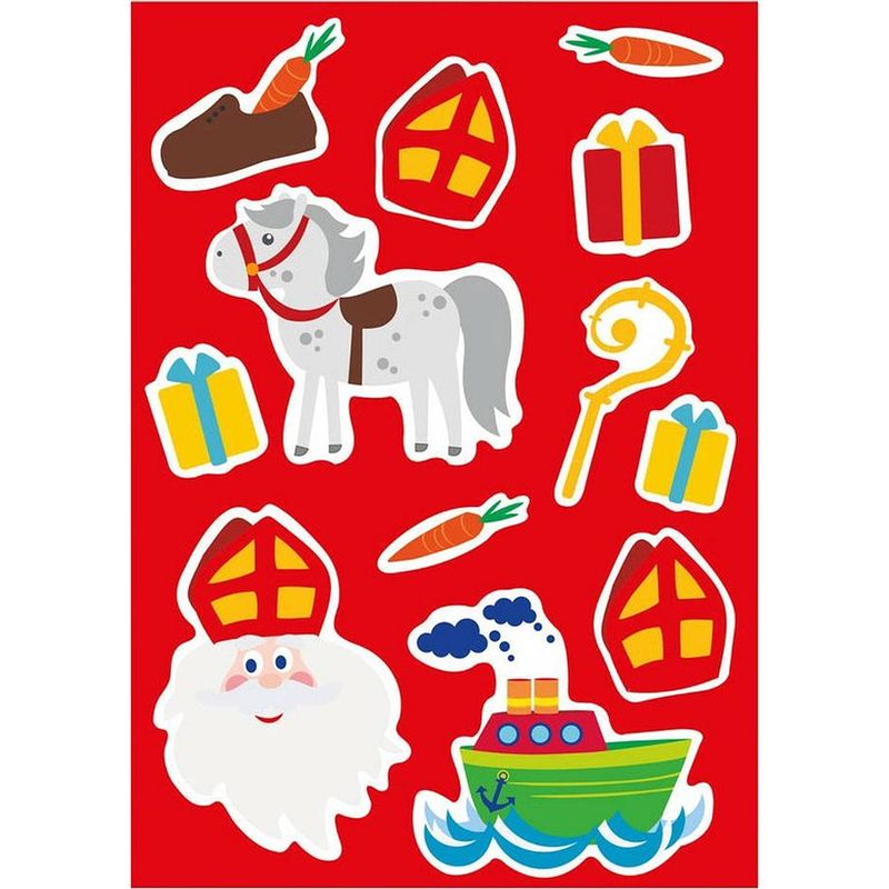 Foto van Sinterklaas - statische raamstickers - herbruikbaar - 2 vellen met 12 stickers