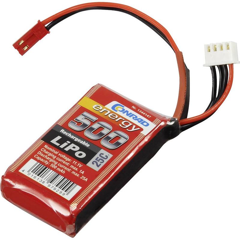 Foto van Conrad energy lipo accupack 11.1 v 500 mah aantal cellen: 3 25 c softcase bec-bus