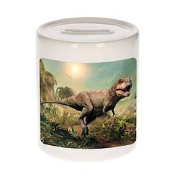 Foto van Dieren foto spaarpot stoere t-rex dinosaurus 9 cm - dinosaurussen spaarpotten jongens en meisjes - spaarpotten