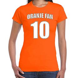 Foto van Oranje shirt / kleding oranje fan nummer 10 voor ek/ wk voor dames xs - feestshirts