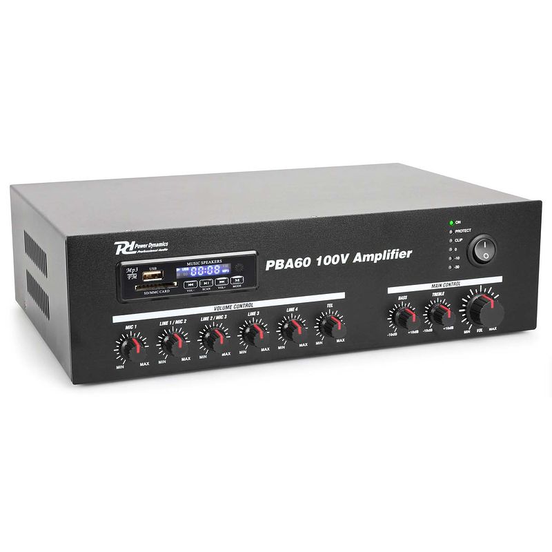 Foto van Power dynamics pba60 100v/70v & 4/8/16 ohm mono-versterker 60 watt