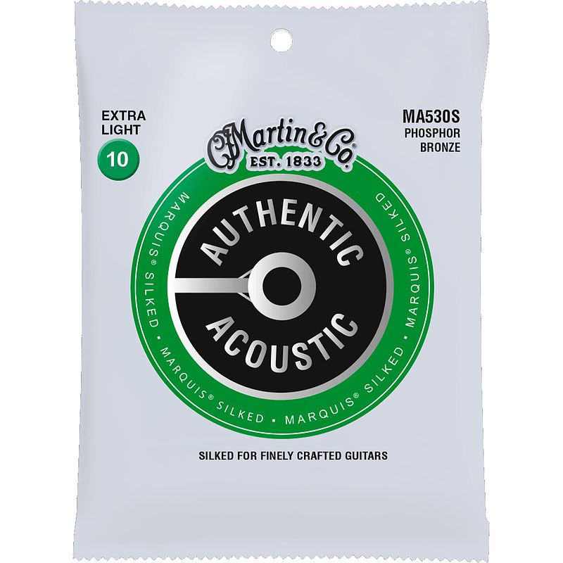 Foto van Martin strings ma530s authentic acoustic silked phosphor bronze