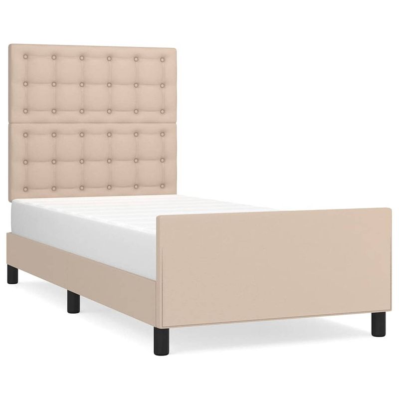 Foto van Vidaxl bedframe met hoofdbord kunstleer cappucinnokleurig 90x190 cm