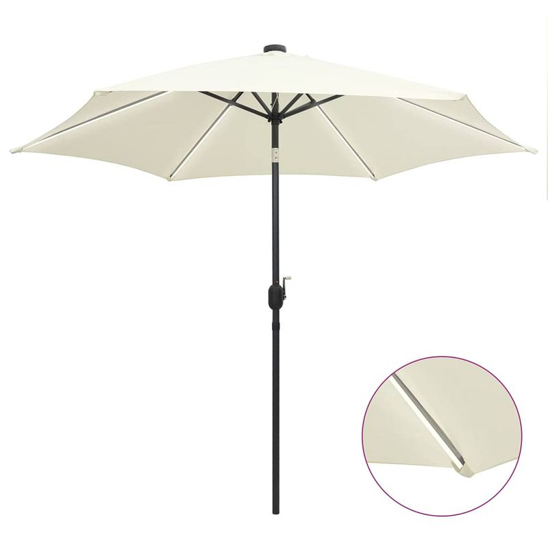 Foto van Vidaxl parasol met led-verlichting en aluminium paal 300 cm zandwit