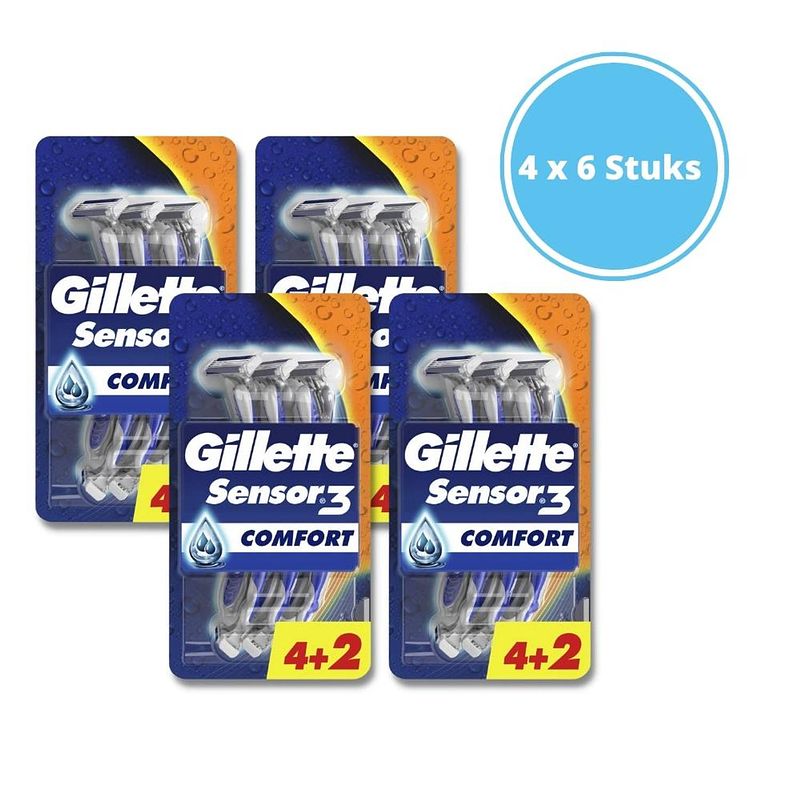 Foto van Gillette sensor3 comfort wegwerpmesjes - mannen - 6 stuks - 4 stuks