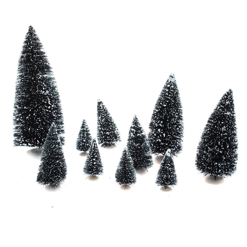 Foto van Feeric lights and christmas kerstdorp miniatuur boompjes - 10x stuks - kerstdorpen