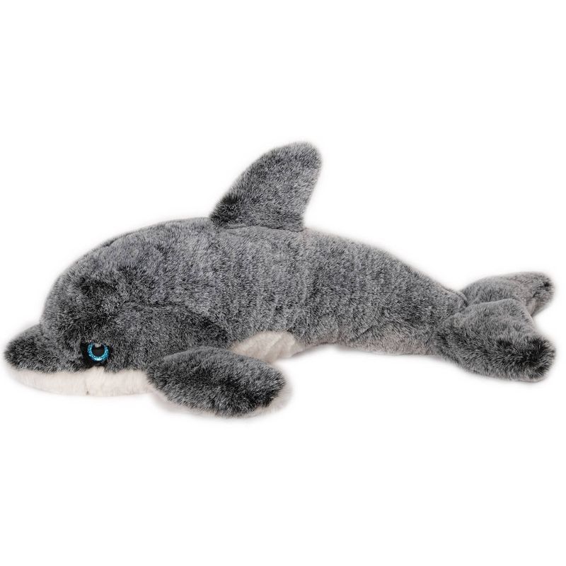 Foto van Inware pluche dolfijn knuffeldier - grijs/wit - zwemmend - 34 cm - knuffel zeedieren