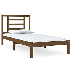 Foto van The living store bedframe - grenenhout - 205.5x105.5x31 cm - honingbruin