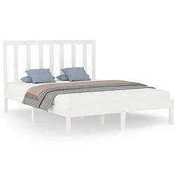 Foto van The living store bedframe grenenhout - 140 x 200 cm - wit - massief - tijdloos