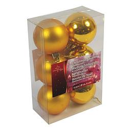 Foto van Gouden kerstdecoratie kerstballen set van kunststof 6 stuks - kerstbal