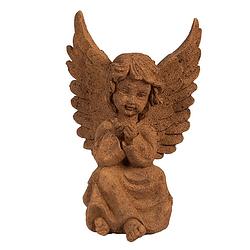 Foto van Clayre & eef decoratie beeld engel 15 cm bruin polyresin religious sculpture bruin religious sculpture