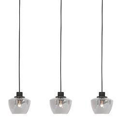 Foto van Design hanglamp - mexlite - glas - design - e27 - l: 90cm - voor binnen - woonkamer - eetkamer - zwart