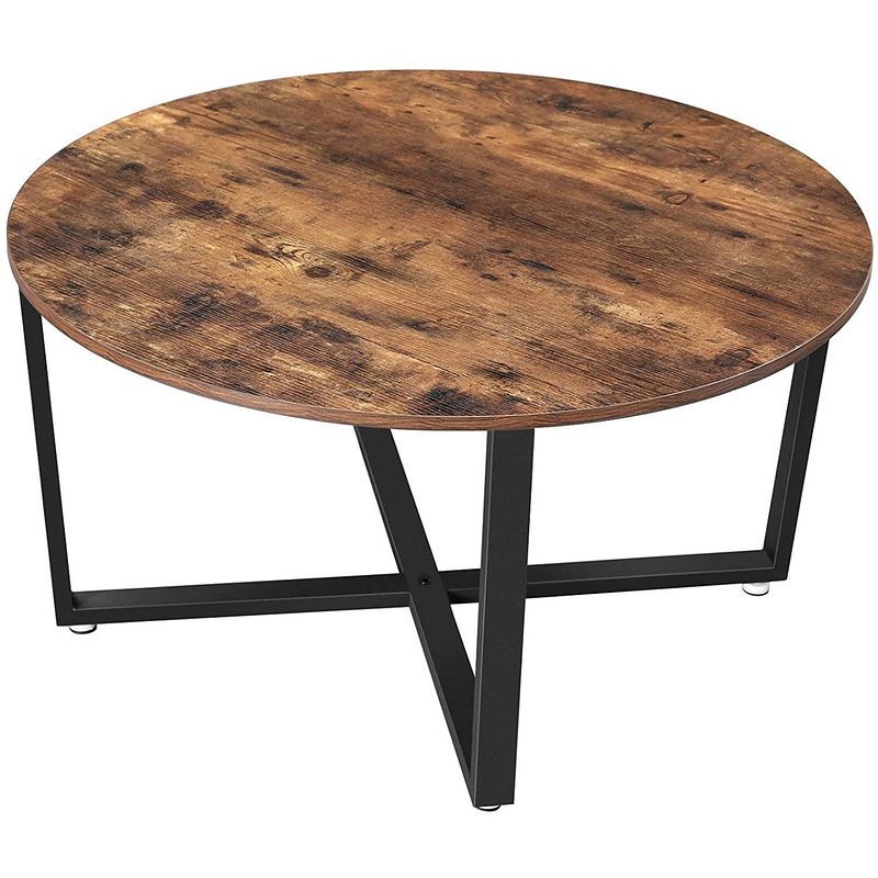 Foto van Hoppa! songmics salontafel rond- bruin - spaanplaat - 88 x 88 x 47 cm