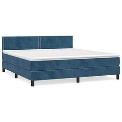 Foto van The living store boxspringbed - donkerblauw - 203x180x78/88 cm - fluweel