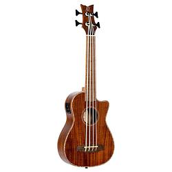 Foto van Ortega caiman-bs-gb lizard series short scale uke bass natural elektrisch-akoestische bas ukelele met gigbag