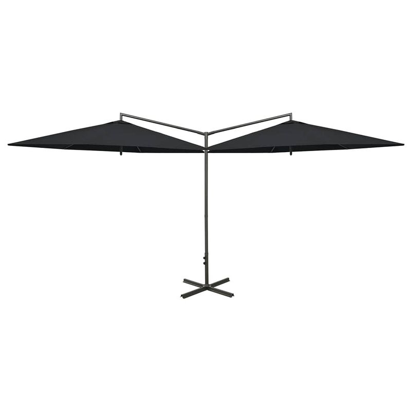 Foto van The living store dubbele parasol zwart - 600x290x260 cm - polyester + staal