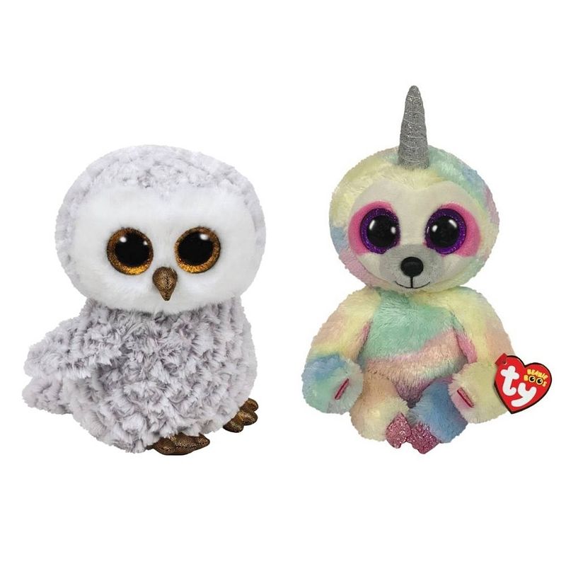 Foto van Ty - knuffel - beanie buddy - owlette owl & cooper sloth