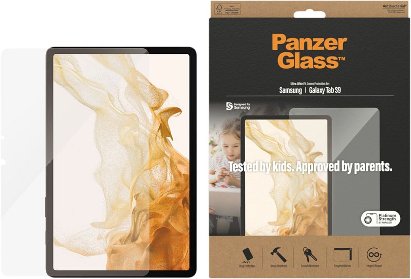 Foto van Panzerglass ultra-wide fit samsung galaxy tab s9 screenprotector glas