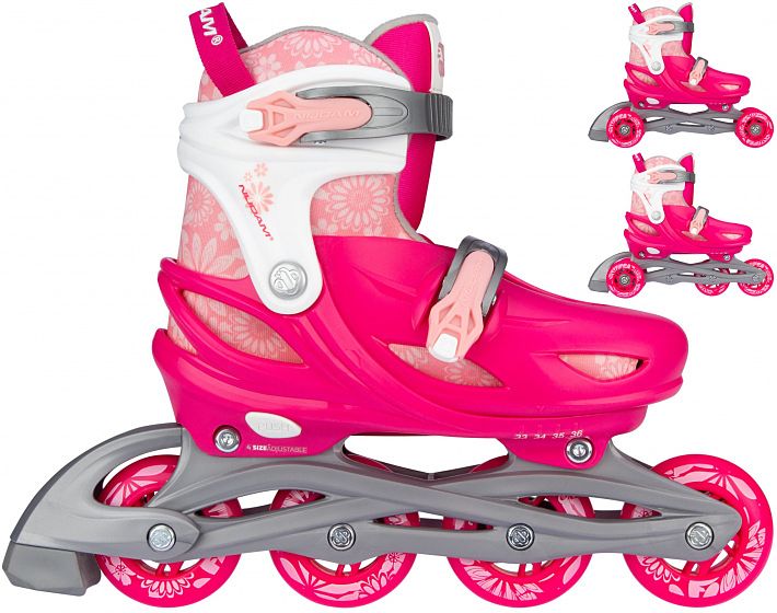 Foto van Nijdam 3-in-1 skates floral switch polyester roze/wit mt 25-28