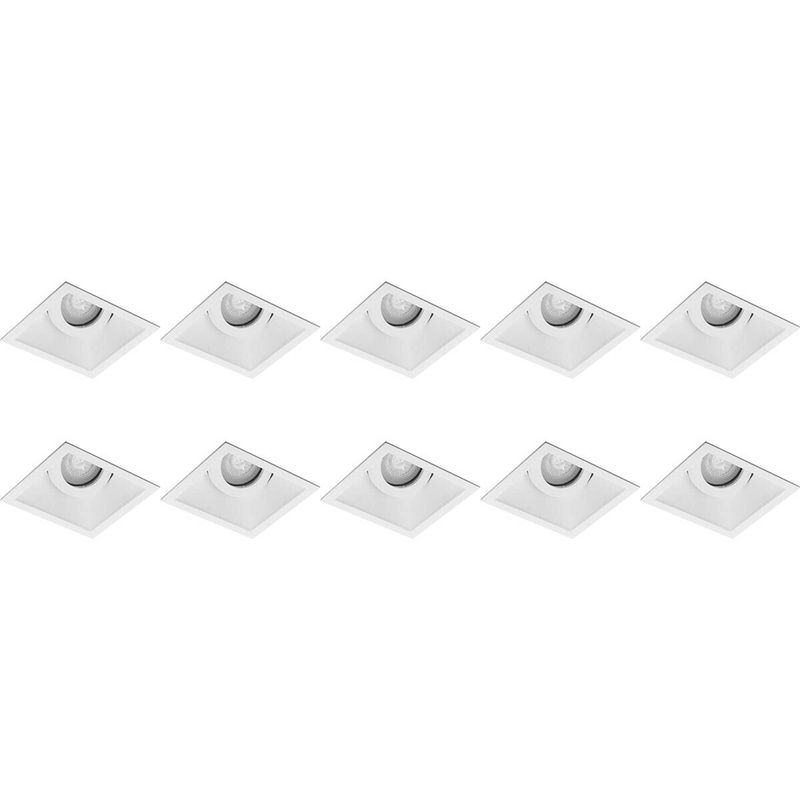 Foto van Spot armatuur 10 pack - pragmi zano pro - gu10 fitting - inbouw vierkant - mat wit - aluminium - kantelbaar - 93mm