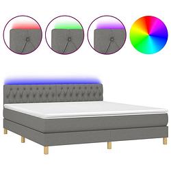 Foto van The living store boxspring pocketvering - 180x200 cm - led - donkergrijs