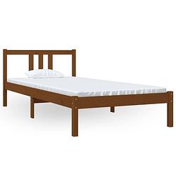 Foto van The living store houten bedframe - eenpersoons - 90 x 200 cm - honingbruin