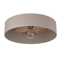 Foto van Eglo duaia plafondlamp - e27 - ø 42 cm - taupe - hout/staal