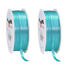 Foto van 2x luxe hobby/decoratie turquoise satijnen sierlinten 0,6 cm/6 mm x 50 meter - cadeaulinten