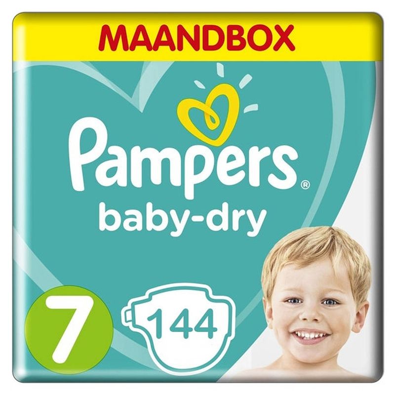 Foto van Pampers baby dry luiers maat 7 - 144 luiers maandbox