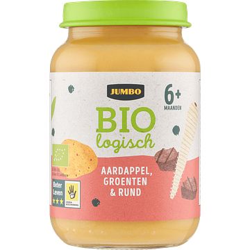 Foto van Jumbo babyvoeding biologisch aardappel, groenten & rund 6+ maanden 190 g