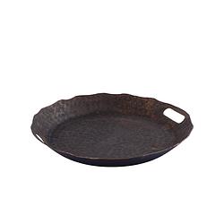 Foto van Ptmd semin copper alu round rustic tray wavy edge s