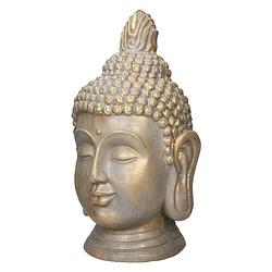 Foto van Boeddha-hoofdbeeld 74,5cm in polyresinebrons look voor yoga