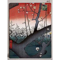 Foto van Pyramid hiroshige the plum orchard kunstdruk 60x80cm