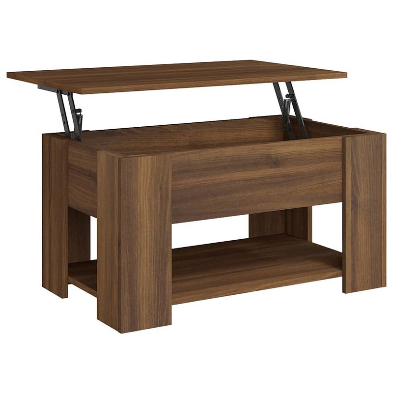 Foto van The living store salontafel - lift-top - bewerkt hout - 79x49x41 cm - bruineiken