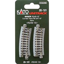 Foto van 7078110 n kato unitrack gebogen rails 15 ° 249 mm