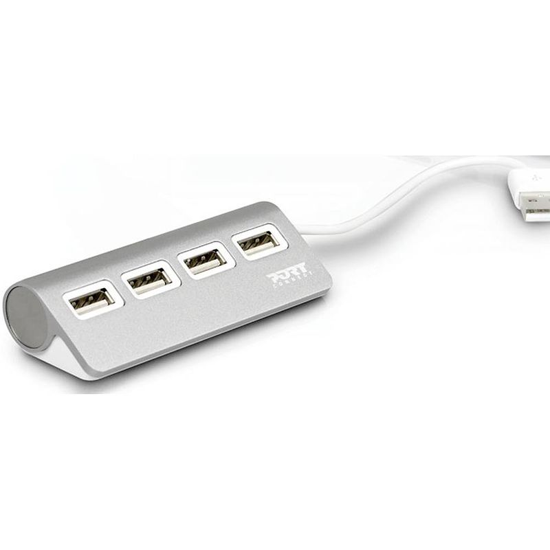 Foto van Port designs 900120 usb 2.0-hub 4 poorten grijs, wit