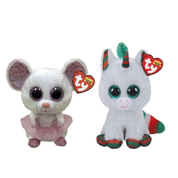 Foto van Ty - knuffel - beanie boo's - nina mouse & christmas unicorn